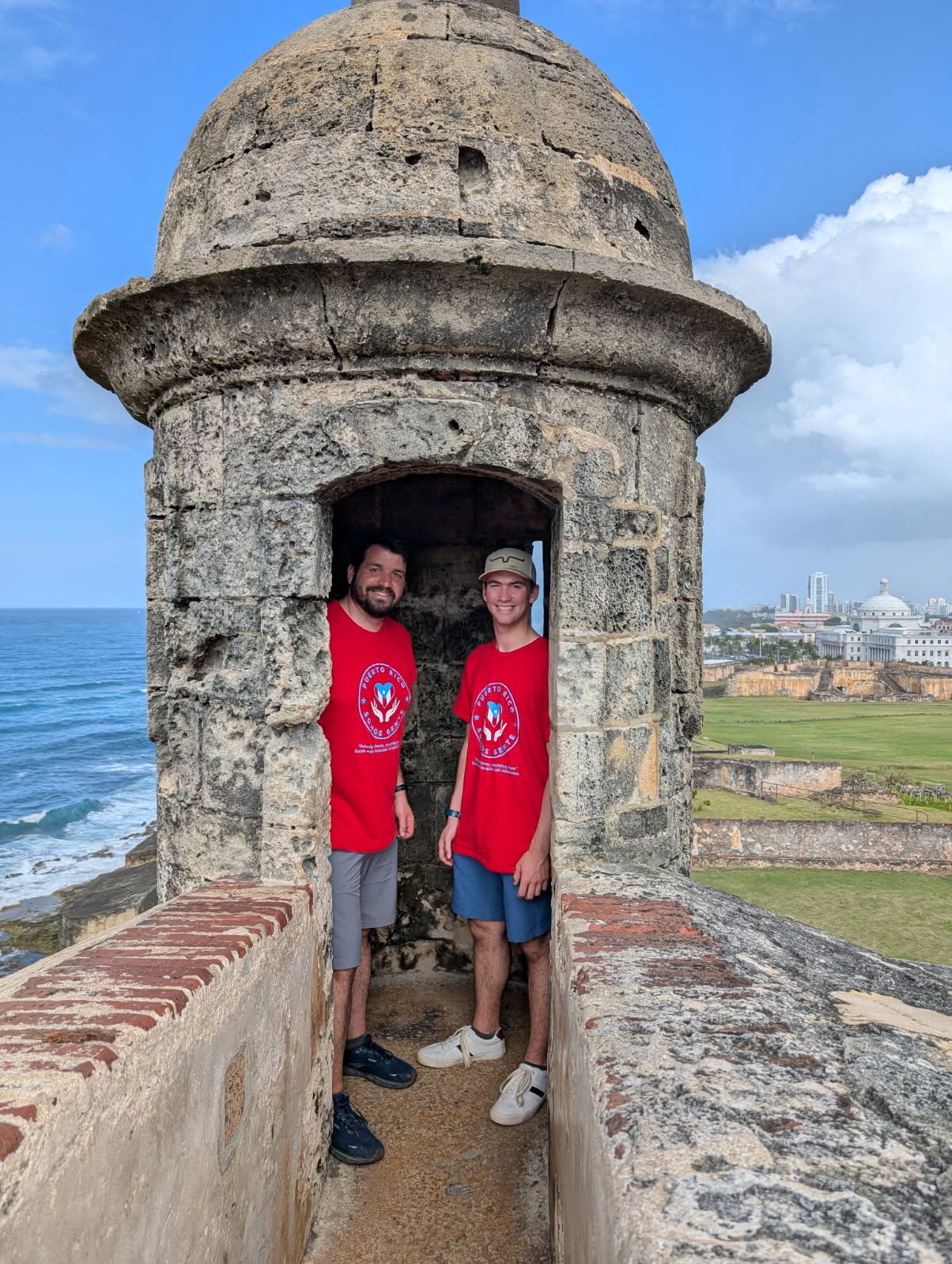 7796750612261642295 Michael & Elijah Dekker had the view all to themselves in one of the tall turrets.
