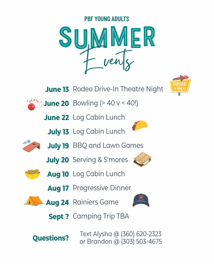 Young Adult Summer Calendar Young Adult Summer Calendar
